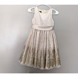 Love Wedding Formal Holiday glitter Dress sz 8 taupe